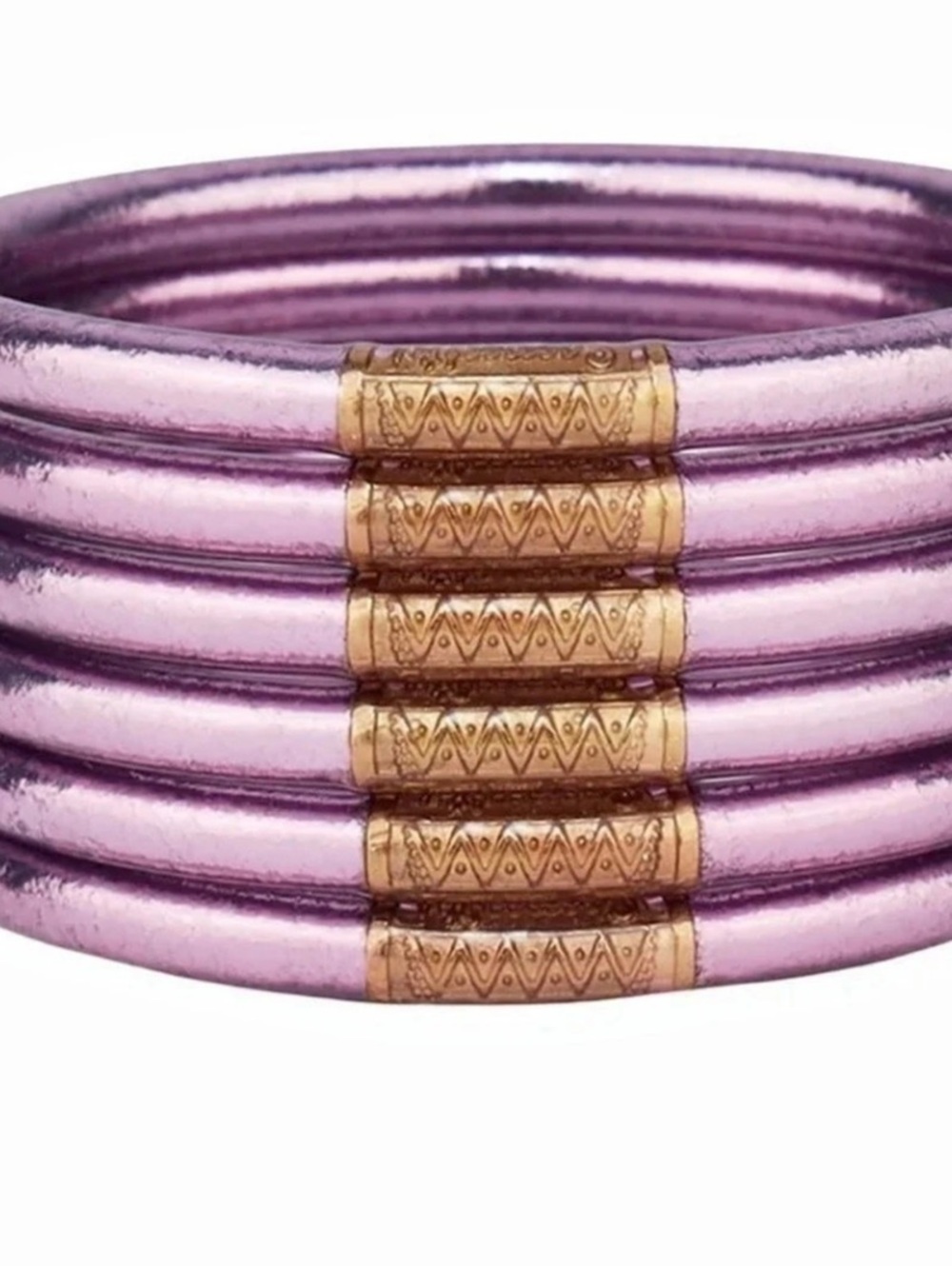 BuDhaGirl Lila All Weather Bangles (Set of 6) Purple & Gold